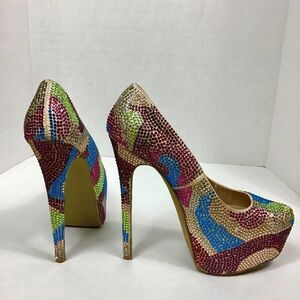👠Steve Madden Multi Color Rhinestone heels👠 SZ 8